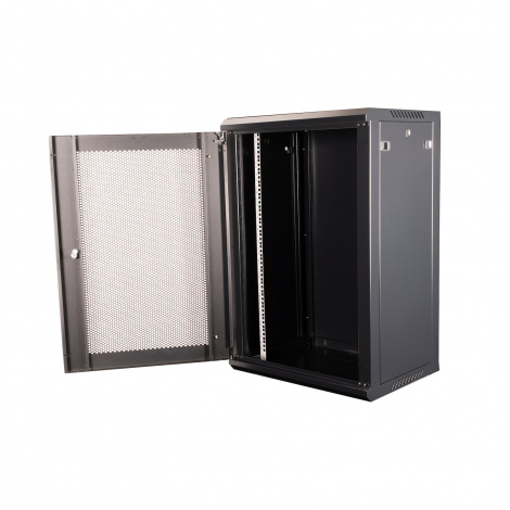 Шкаф 19" телекоммуникационный настенный,  18U 901x600х450 мм, дверь перфорация, черный